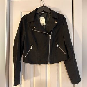 H&M Suede Jacket Black Size 2